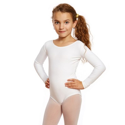 Leveret Girls Long Sleeve Leotard White L (10-12) : Target