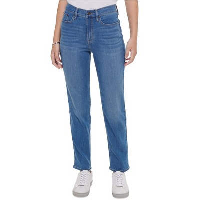 Calvin Klein Womens High Rise Stretch Straight Leg Jeans