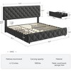 Homhougo Full Size Bed Frame with 4 Storage Drawers, Upholstered Platform Bed Frame with Adjustable Headboard, Diamond Stitched Button Tufted, Grey - 2 of 4