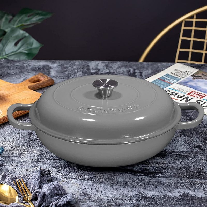 Bruntmor 121oz Enamel Cast Iron Dutch Oven With Handles And Lid, 3 of 6