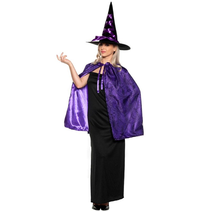 Underwraps Costumes Witch Cape and Hat Adult Costume Set | Purple, 1 of 4