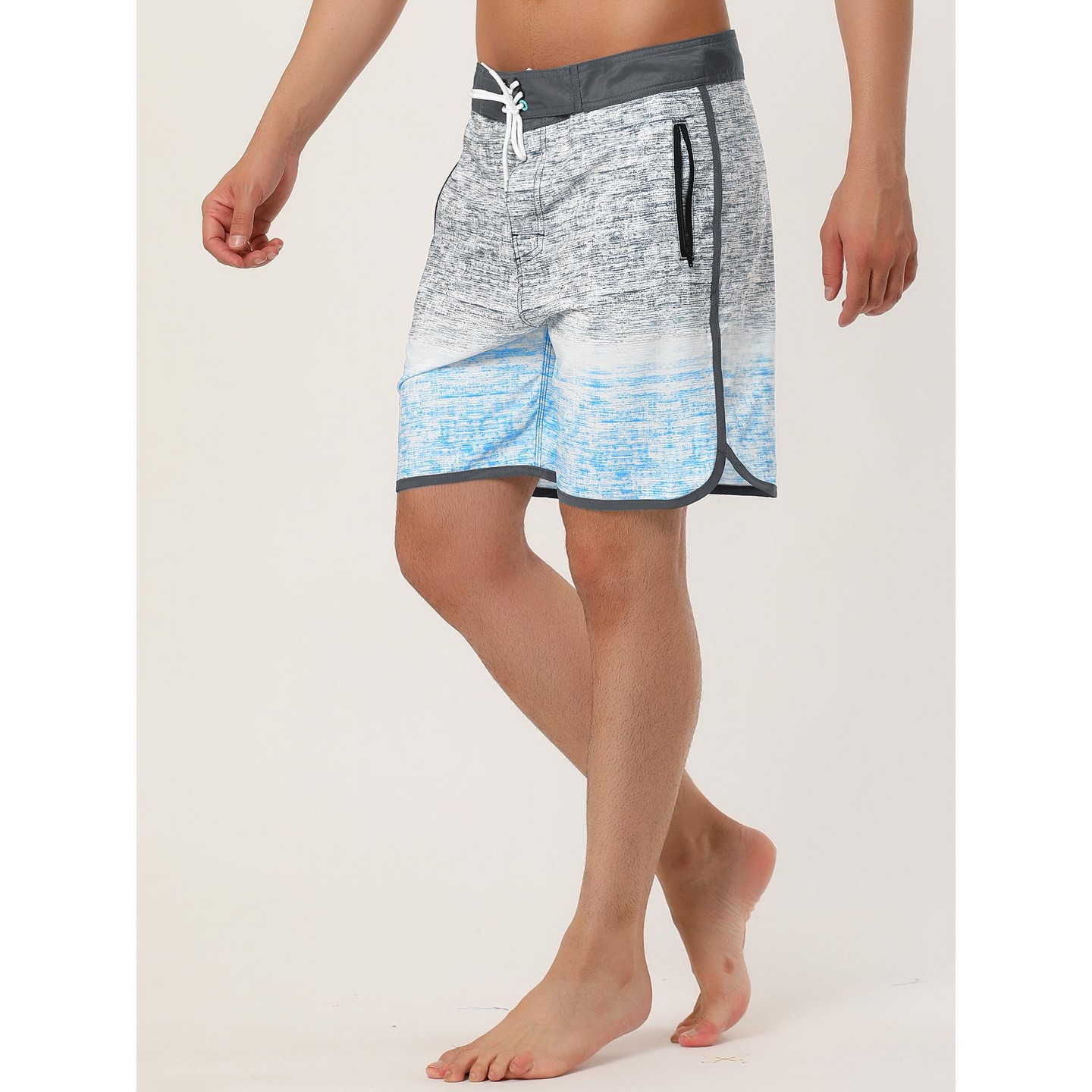 Мужские шорты INSPIRE CHIC Summer Drawstring Color Block Printed Swim Beach Shorts Red Navy 36, цвет: Серый — фото 2