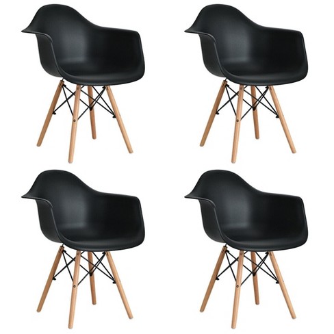 Costway 4PCS Molded Dining Arm Chair Side Chair Home Kitchen w Wooden Legs Black