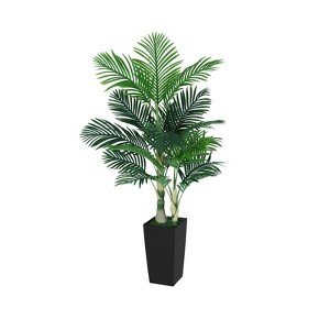 5FT Silk Island Golden Cane Palm Tree (Black Planter) - 1 of 4