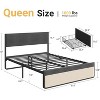 Full Bed Frame, Linen Upholstered Platform, Headboard and 2 Storage Drawers, Strong Metal Slats, Noise Free Mattress, No Box Spring Needed, Grey - 2 of 4