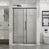 48"x72" Semi-Frameless Sliding Shower Door, 1/4"(6mm) Clear Tempered Glass with Easy-Clean Coating, Stainless Steel Hardware, Matte Black Finish - 3 of 4