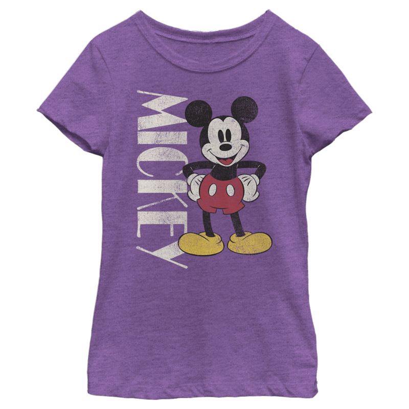 Girl's Disney '90s Mickey Mouse Distressed T-Shirt, 1 of 5