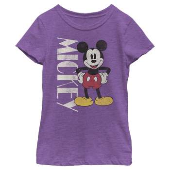 Girl's Disney '90s Mickey Mouse Distressed T-Shirt