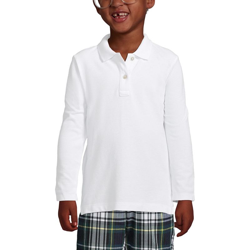 Lands' End School Uniform Kids Long Sleeve Feminine Fit Mesh Polo Shirt, 3 of 4