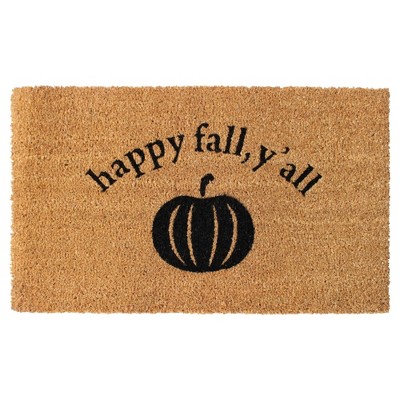 Raj 1'6" x 2'6" Tufted Happy Fall Y'all Doormat Natural/Black