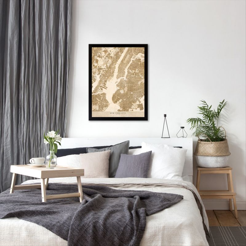 Americanflat Architecture Vintage Map Of New York City In Vintage Sepia By Blursbyai Black Frame Wall Art, 4 of 9