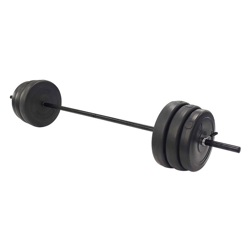 BalanceFrom Fitness Home Gym Steel Barbell Vinyl Coated Workout Weight Lifting Equipment Set w/2 10lb, 2 15lb, 2 25lb Weights & Spring Clips, 100lbs, 1 of 7