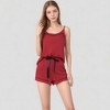 Anna-Kaci Lounge Women's Cami and Shorts Pajama Set with Contrast Trim and Adjustable Waist Tie - 4 of 4