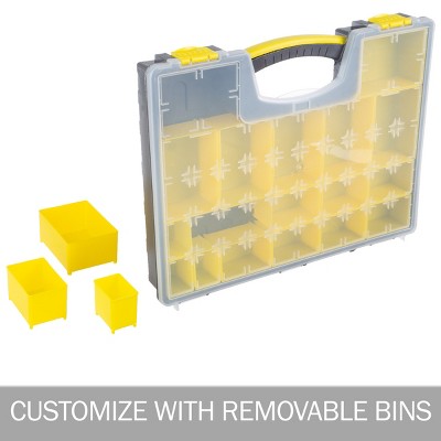 Yellow and Black Plastic Tool and Hardware Organizer Set with Clear Tops