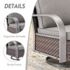 POCASSY 4 Piece Patio Furniture Set with Swivel Chairs and Ottomans, Metal Armrest Swivel Outdoor Chair Set Brown Wicker Swivel Patio Chairs for Porch - 3 of 4