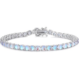 Sterling Silver Birthstone Tennis Bracelet, 4mm Wide 7.2 Inch Fine Jewelry for Wedding, Prom, Birthday Gift for Women - 1 of 4