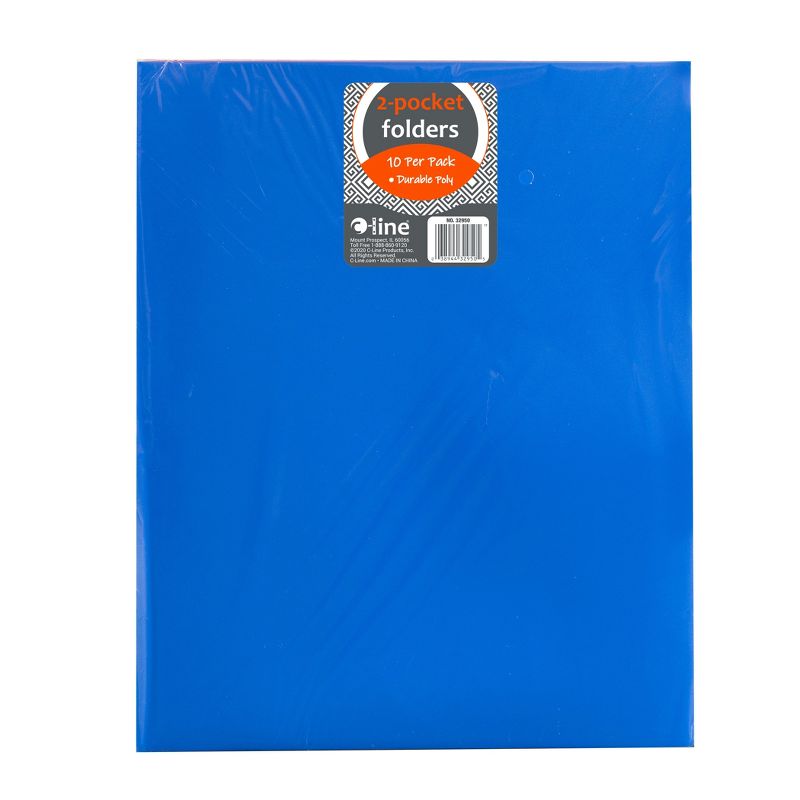 C-Line® Two-Pocket Heavyweight Poly Portfolio Folder, Primary Colors, 10 Per Pack, 2 Packs, 3 of 4