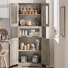67" Freestanding Storage Cabinet - Glass Door Pantry with Adjustable Shelves for Kitchen/Laundry Room/Home Office - 3 of 4