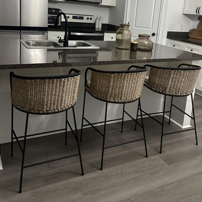 Westcliff Seagrass Counter Height Barstool Natural black Threshold Designed With Studio Mcgee Upholstered Metal Frame Target