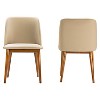 Lavin Mid-Century Faux Leather Dining Chairs - Brown Walnut/Beige (Set Of 2) - Baxton Studio - 2 of 4