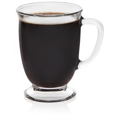 Libbey Kona Clear Glass Coffee Mugs, 16-ounce, Set of 6