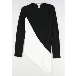 bar III Womens Mixed-Media Asymmetrical Top Embellished T-Shirt - 1 of 2