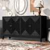 GlasFlength Decorative Storage Cabinets, Wood Frame, with Drawer, Grooved Sliding, Flexible movement, Black, 59.8"*15.7"*32" - 2 of 3