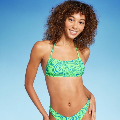 Women's Halter Bralette Bikini Top - Wild Fable™ Green/blue Swirl : Target