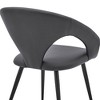 Armen Living Set of 2 Elin Faux Leather and Black Metal Dining Chairs Gray: Curved Back, Foam-Filled, Armless Design - 3 of 4