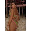 Moda Minx Contrast Cove 'Olive & Hot Pink' Scrunch Thick Strap Fixed Bikini Bottoms - 2 of 4