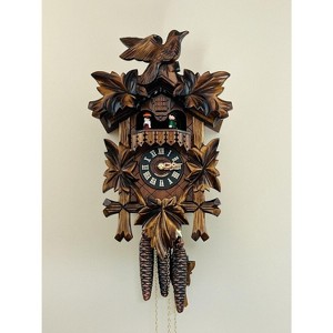 One Day Musical Cuckoo Clock – 14" Dancers, Five Hand-carved Maple Leaves & One Bird – Traditional Design By River City Clocks - 1 of 4