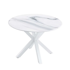 FONTOI End Table Mid Century Round Dining Table Modern Pedestal Base Coffee and Dining Table for Kitchen and Living Room, White, 42.12"*42.12"*28.74" - 1 of 4