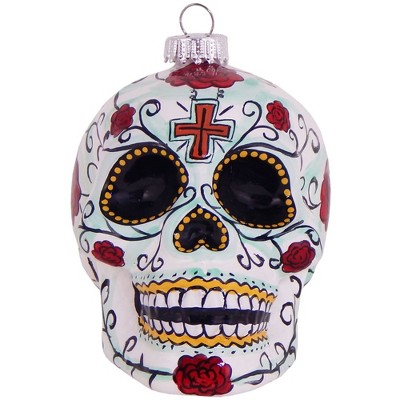 Christmas by Krebs 3.25" White and Red Candy Skull Figurine Halloween Ornament