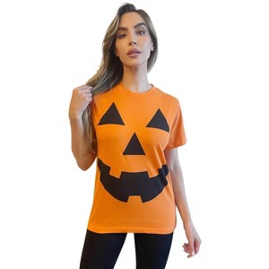 #followme Halloween T-Shirt for Women Skeleton & Pumpkin - 100% Cotton - 1 of 4