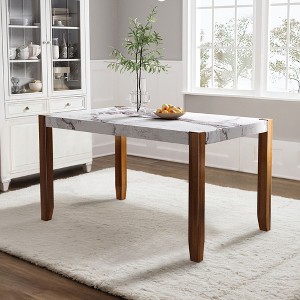 PAGED 31.5" Dining Table Round Kitchen Table with Black Metal Legs, Modern Living Room Table for 2/4 Person - 1 of 4