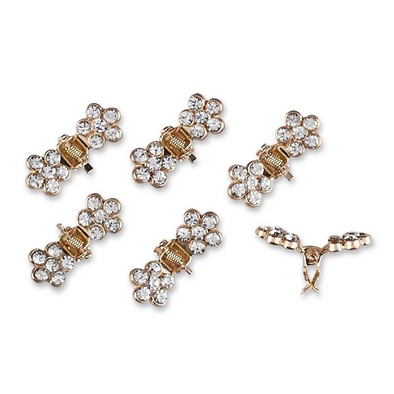 sc&#252;nci Elite Crystal Embellished Floral Mini Claw Clips - Gold- All Hair - 6pcs, 3 of 6