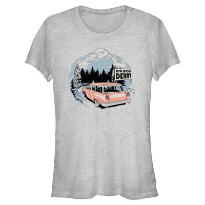 Juniors It: Welcome to Derry Now Entering Retro Sign T Shirt - Sport Grey - Medium