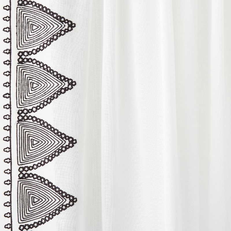 1pc Light Filtering Diamond Border Window Curtain Panel White - Opalhouse™ designed with Jungalow™, 5 of 9
