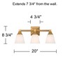 Regency Hill Mencino Modern Wall Light Warm Brass Hardwire 20" 3-Light Fixture Etched Opal Glass Shade for Bedroom Bathroom Vanity Living Room House - 4 of 4