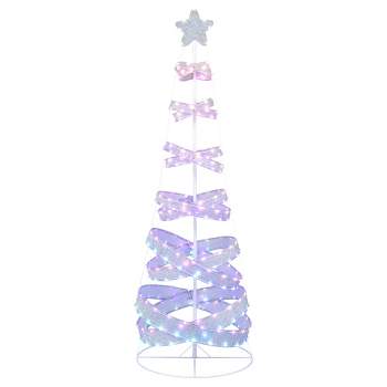 Costway 7 FT Outdoor Spiral Christmas Tree Pre-lit Christmas Tree with 341 LED Lights