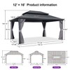 PURPLE LEAF Permanent Hardtop Gazebo Aluminum Frame Gazebo with Galvanized Steel Double Roof, UV-Resistant, Netting & Curtains included - Grey - 3 of 4