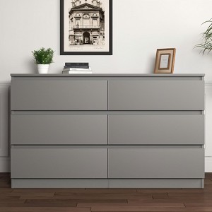 Resenkos Modern Mid Century 6 Drawer Wide Dressers Chests for Bedroom, Chest of Drawer Organizer - 1 of 4