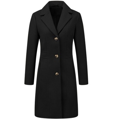 INSPIRE CHIC Women's Single Breasted Notched Lapel Long Winter Coats