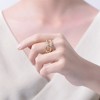 Sophisticated Gold Plated Geometrical Ring with Round Cubic Zirconia for a Modern and Refined Touch of Elegance - image 2 of 3