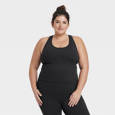 Womens Plus Size Racerback Tank Top Nylon Workout Basic OS 1X 2X 3X