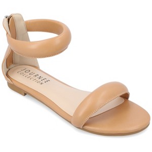 Journee Collection Womens Peytonn Back Heel Zip Ankle Strap Sandals Tan 6 - 1 of 4