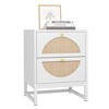 Resenkos White Nightstand Set of 2 for Bedroom, Wood Rattan Bedside Table Living Room End Table - 2 of 4