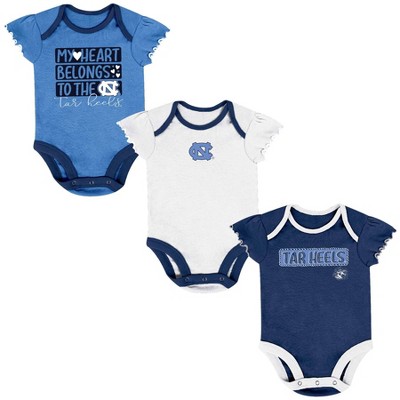 NCAA North Carolina Tar Heels Infant Girls' 3pk Bodysuit Set
