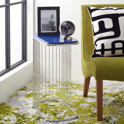 Astonishing Asymmetry Blue and Black Metal Wood Side Table