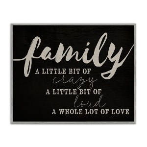 Stupell Industries Family Crazy Loud Love Inspirational Word Black Design Framed Giclee Art - 1 of 4